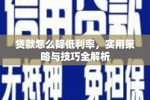 方城贷款怎么降低利率，实用策略与技巧全解析